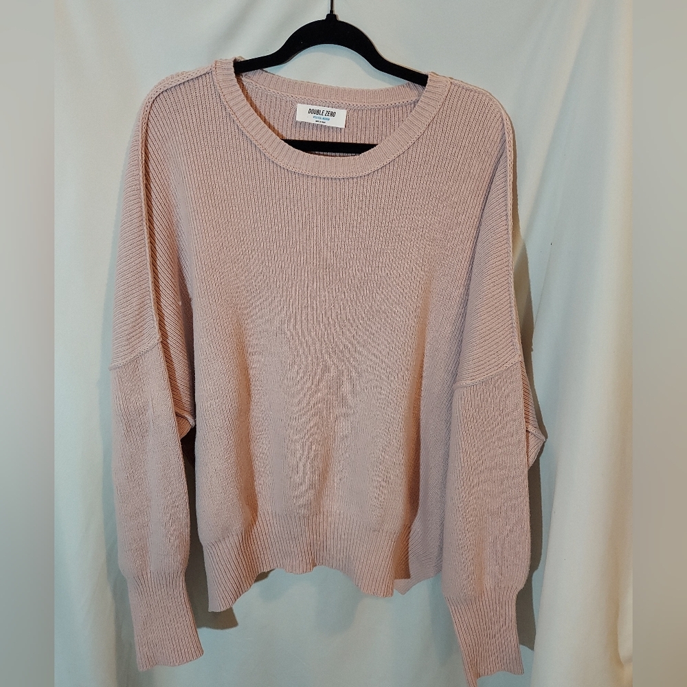 Double Zero Blush Crew Neck Oversized Boxy Sweater